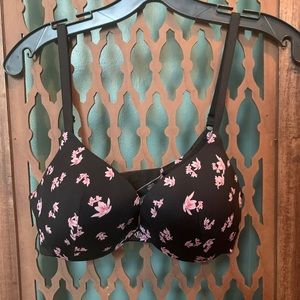 Black/pink floral Victoria’s Secret push up bra